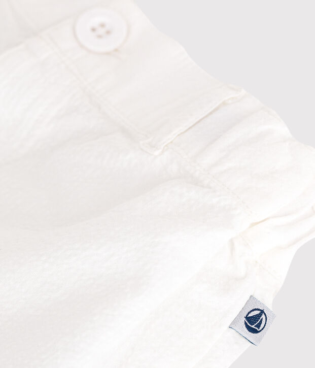 Seersucker short met strepen voor baby's wit