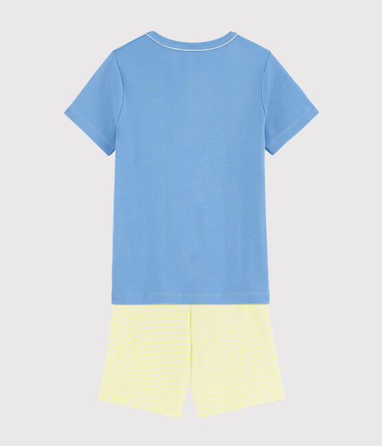 Pyjacourt citron petit garçon en coton bleu EDNA/écru MULTICO