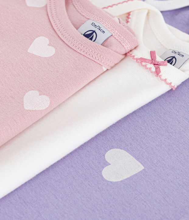 Lot de bodies manches longues en coton imprim&eacute; c&oelig;urs b&eacute;b&eacute; multicouleur