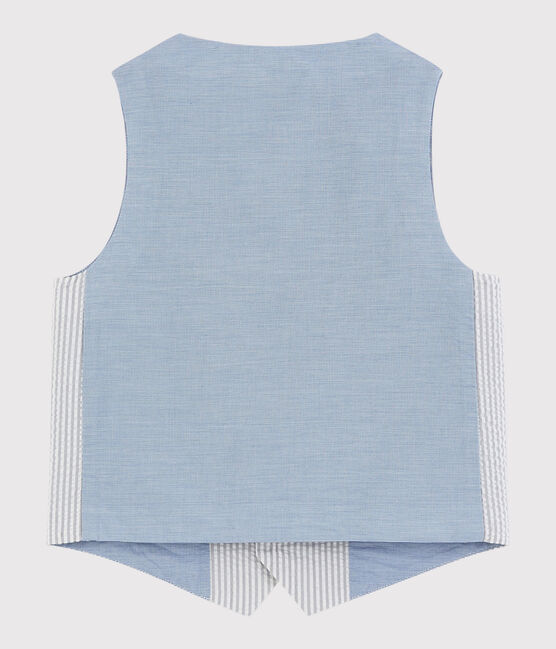 Mouwloos vest van seersucker voor jongens grijs GRIS/wit MARSHMALLOW