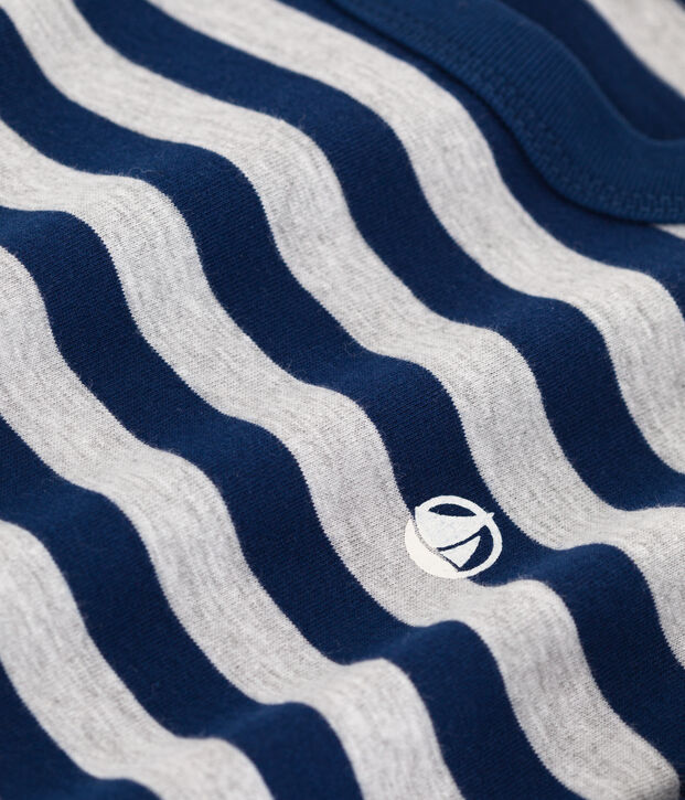 Tee-shirt manches longues en coton enfant gar&ccedil;on bleu/gris