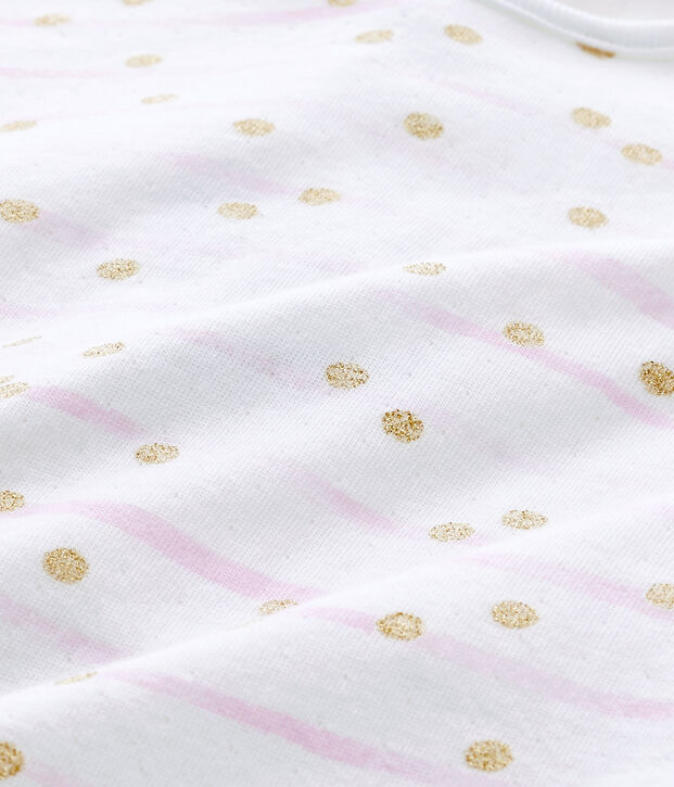 Gestreepte pyjama in tubic voor babymeisjes wit/roze/geel