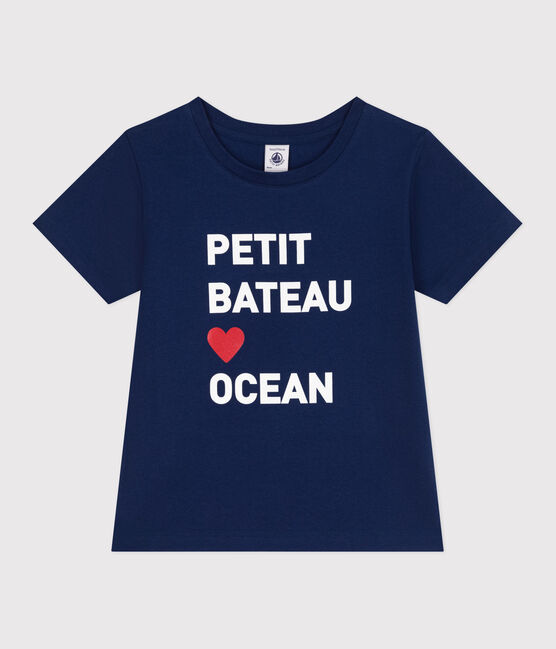Katoenen uniseks T-shirt met korte mouwen en print voor kinderen blauw MEDIEVAL