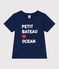 Katoenen uniseks T-shirt met korte mouwen en print voor kinderen blauw MEDIEVAL