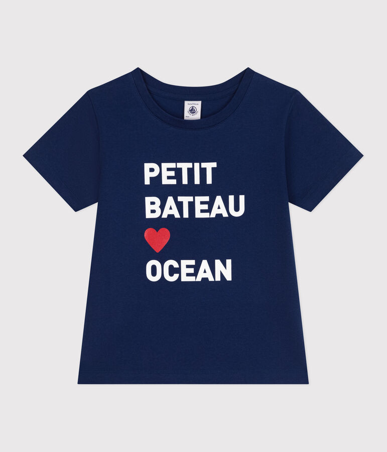 Teeshirt enfant mixte en coton manches courtes imprim&eacute; bleu