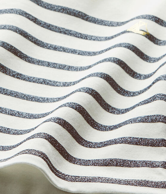 Marinebody met lange mouwen voor babymeisjes wit MARSHMALLOW/blauw SMOKING