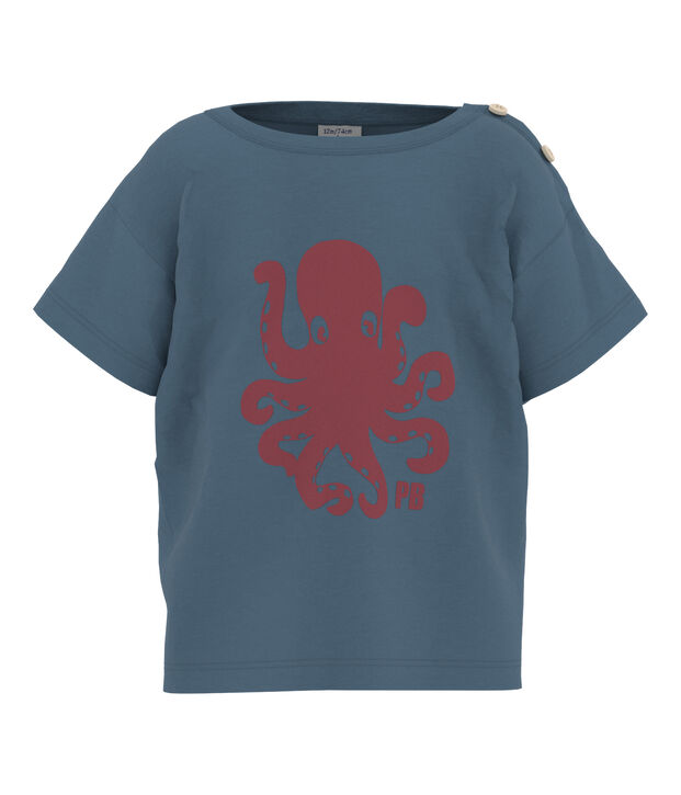 Tee-shirt manches courtes b&eacute;b&eacute; en jersey avec motif bleu