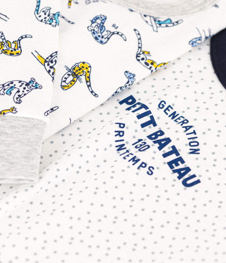 Set van 2 katoenen meisjes- en jongenspyjama's met sterren en kattenmotieven. variante 1