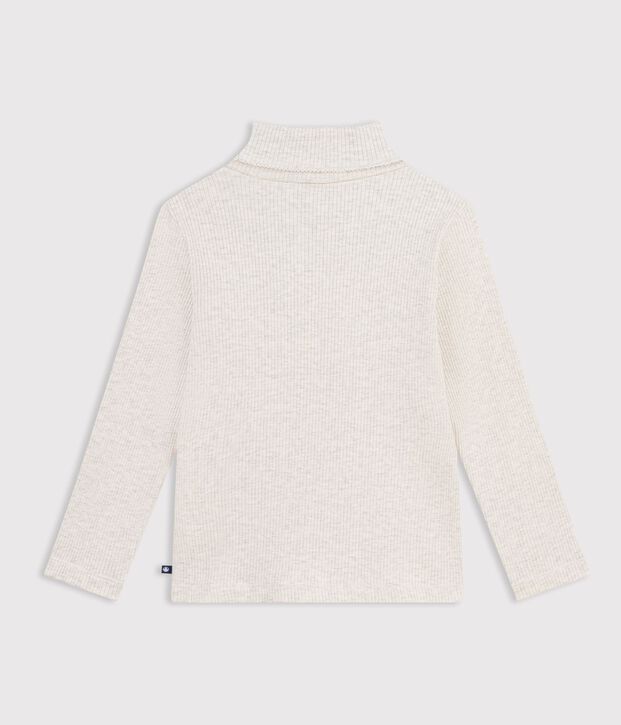 Sous-pull enfant en coton uni beige chin&eacute;