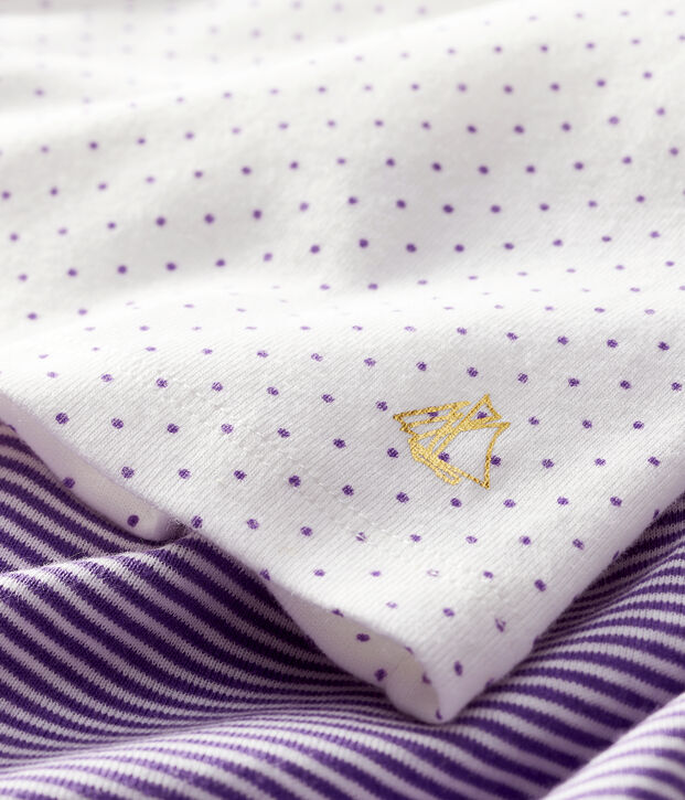 Ensemble deux pi&egrave;ces b&eacute;b&eacute; fille violet/blanc
