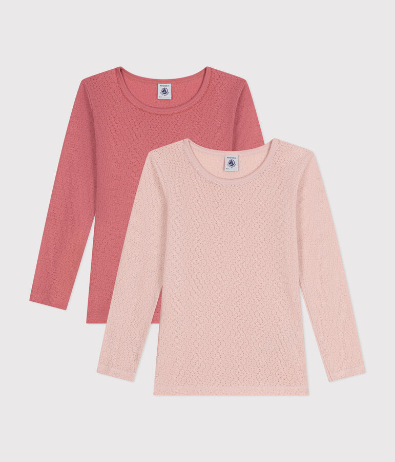 Setje met 2 effen T-shirts van ajourkatoen voor kinderen variante 1