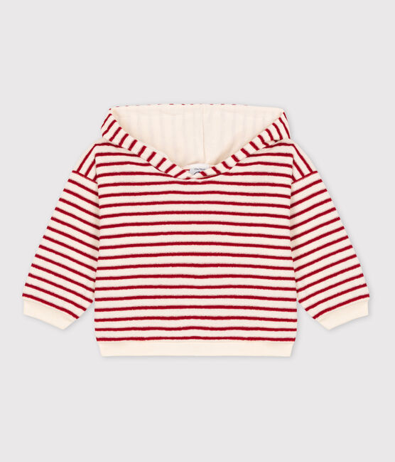 Sweatshirt à capuche bébé en bouclette éponge blanc AVALANCHE/ STOP