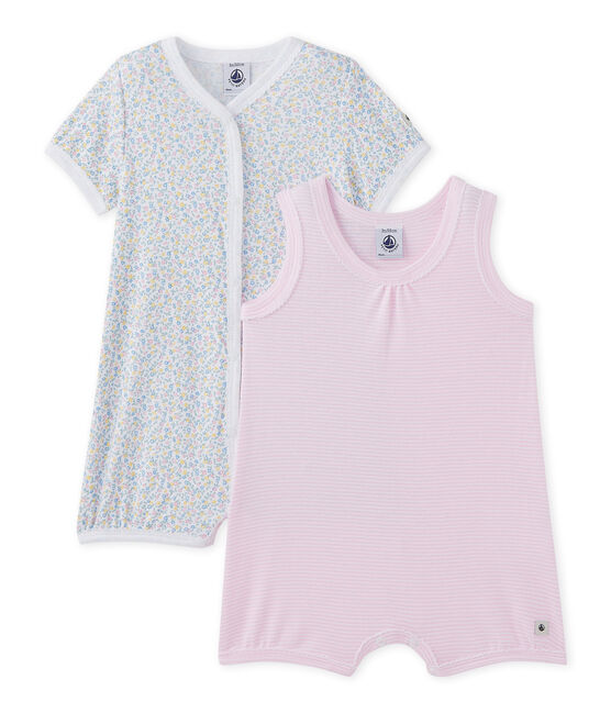 Lot de 2 combicourts bébé fille blanc .