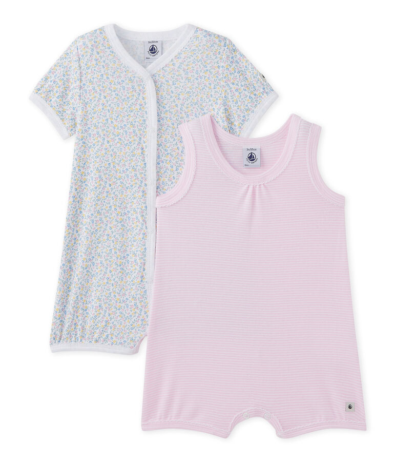 Lot de 2 combicourts b&eacute;b&eacute; fille blanc