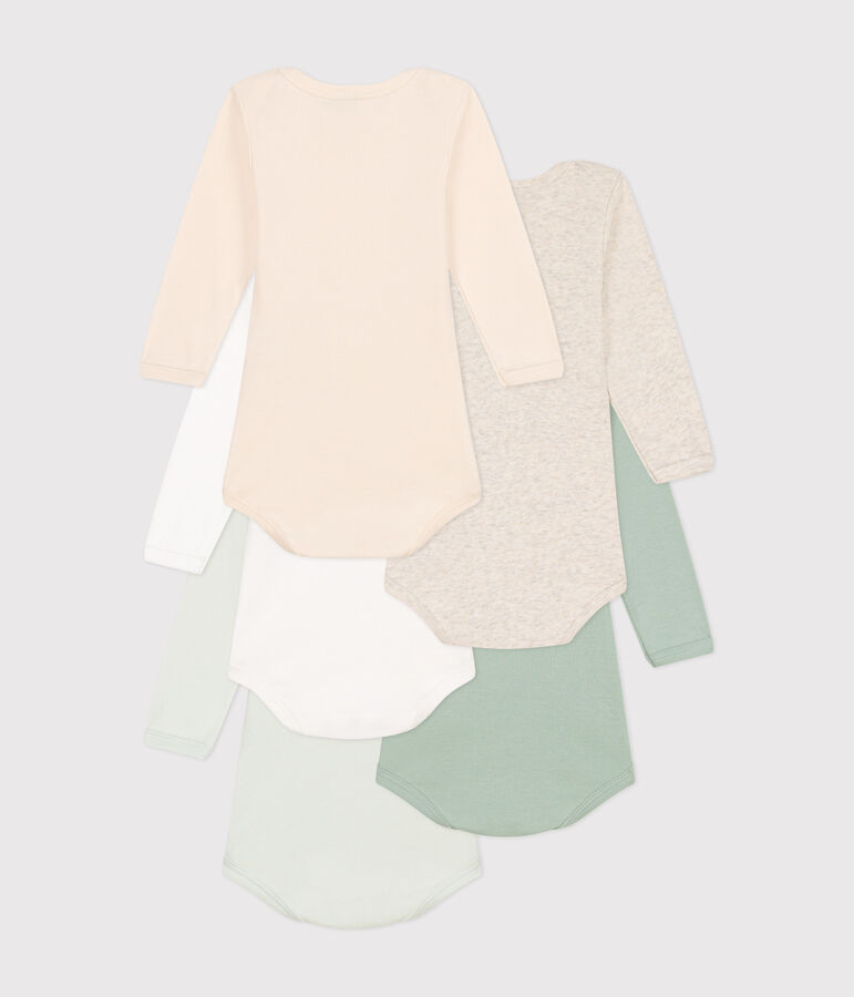 Setje met 5 katoenen body's met lange mouw voor baby's multicouleur