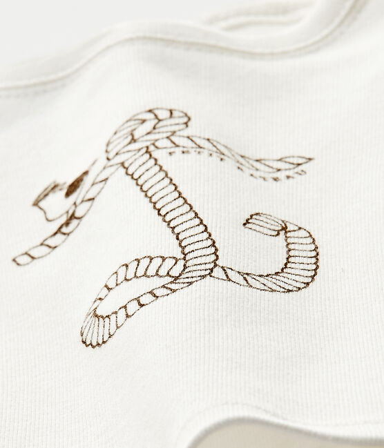 T-shirt met korte mouwen voor babyjongens wit MARSHMALLOW