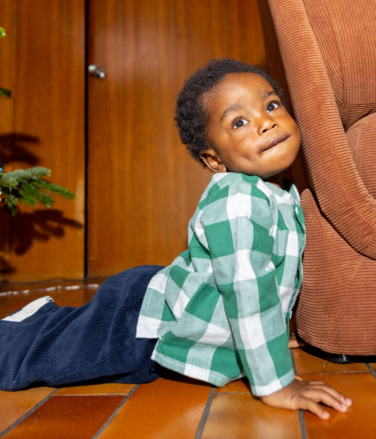 Chemise manches longues b&eacute;b&eacute; &agrave; carreaux en flanelle MATCHA/&eacute;cru