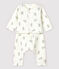 Ensemble 2 pièces blanc à lapins bébé en tubique en coton biologique blanc MARSHMALLOW/gris GRIS