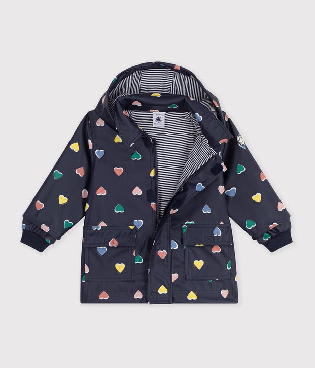 Iconische baby-oliejas met hartjesprint blauw/multicouleur