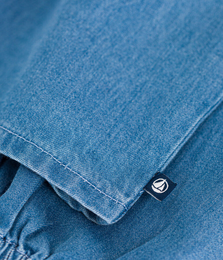 Blouse manches longues en denim enfant fille bleu