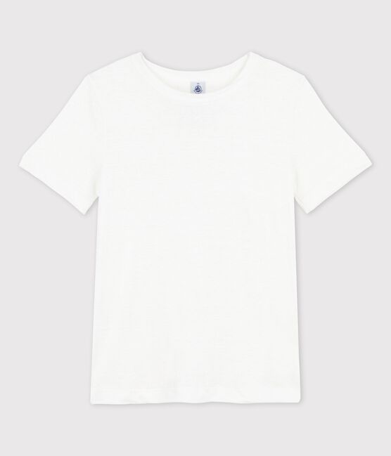 L'ICONIQUE, T-shirt voor dames in linnen wit ECUME