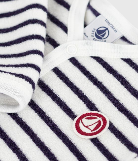 Pyjama bébé en coton sans pieds imprimé rayures bleu MILK/ SOIR