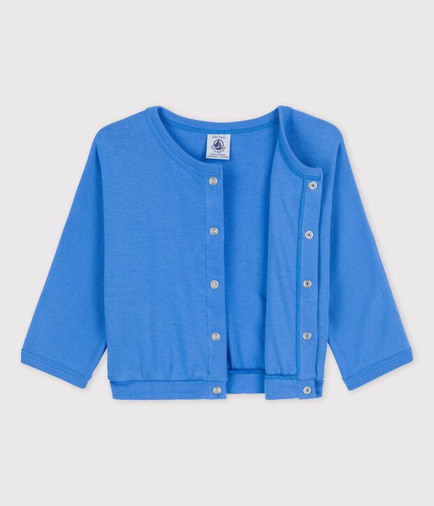 Babyvestje met vleermuismouwtjes in katoen blauw