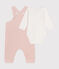 Babysetje met salopette van velours roze SALINE