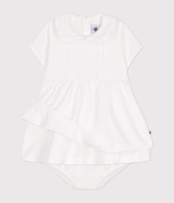 Babyjurkje en -bloomer van katoenpiqué voor baby's wit ECUME