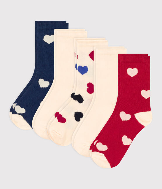 Lot de 5 paires de chaussettes coeurs enfant garçon-fille variante 2