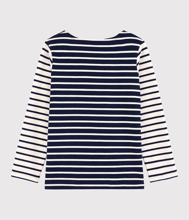 T-shirt van jersey met lange mouwen voor meisjes wit/blauw