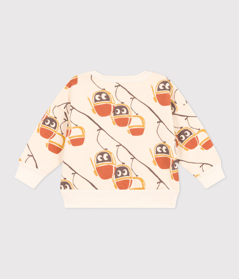 Sweatshirt in molton met print voor baby's. ecru/multicouleur