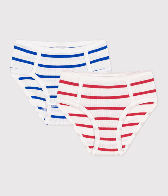 Set van 2 katoenen onderbroekjes met hoge taille en strepen voor kinderen variante 1