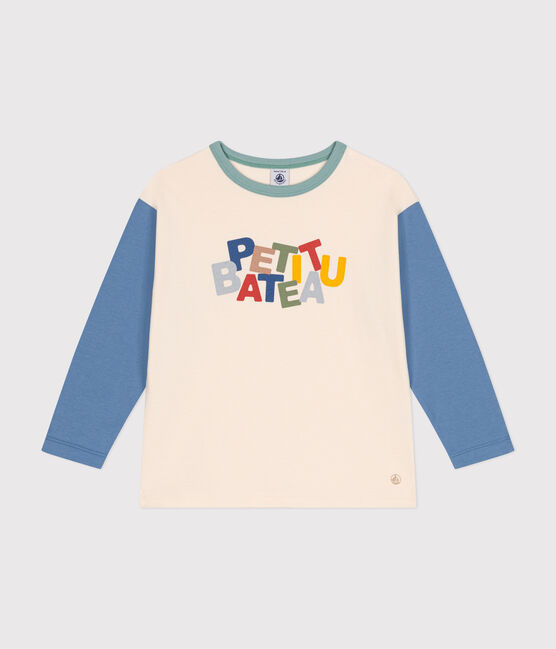 Jongens-T-shirt met lange mouwen van dunne jerseystof wit AVALANCHE/ MULTICO