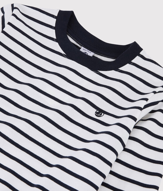 Tee-shirt en jersey enfant fille - garçon blanc MARSHMALLOW/bleu SMOKING