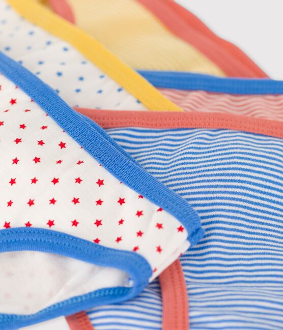 Set met 5 meisjesslips met milleraies-strepen in biokatoen variante 1