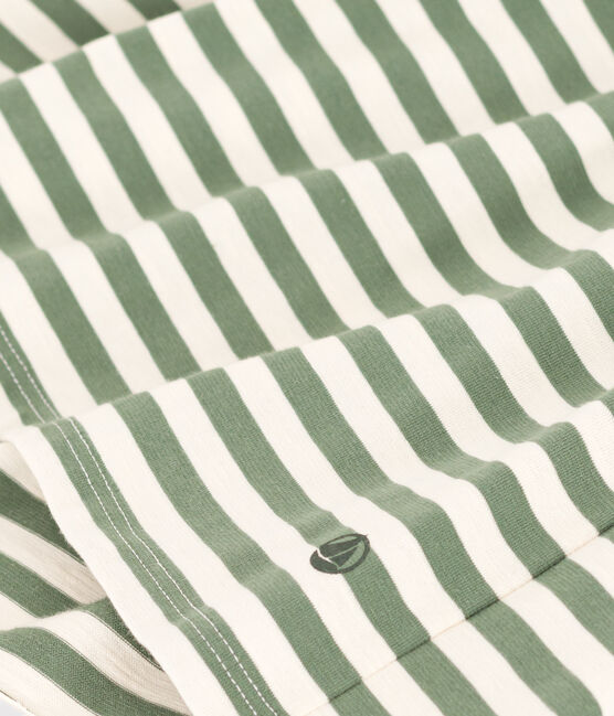 Robe rayée manches courtes en coton enfant fille vert CROCO/ AVALANCHE