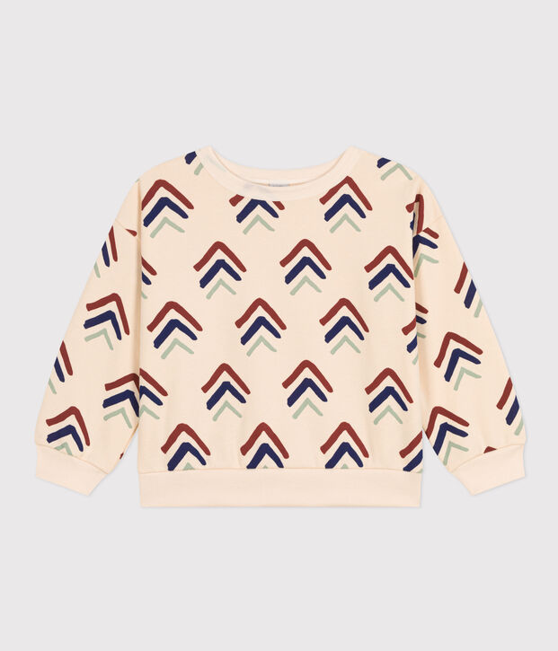 Sweatershirt met print in molton voor kinderen ecru/multicouleur