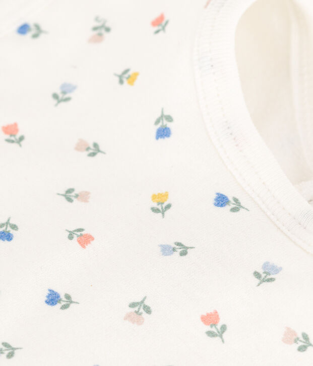 Bavoir imprim&eacute; en coton blanc/bleu