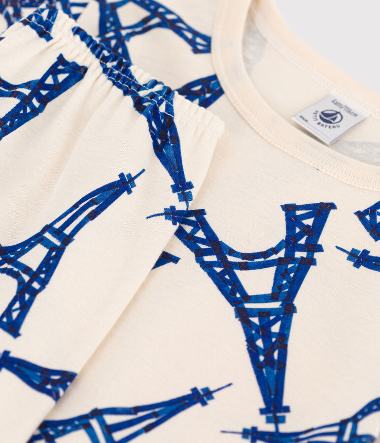 Pyjama Paris en coton enfant &eacute;cru/multicouleur