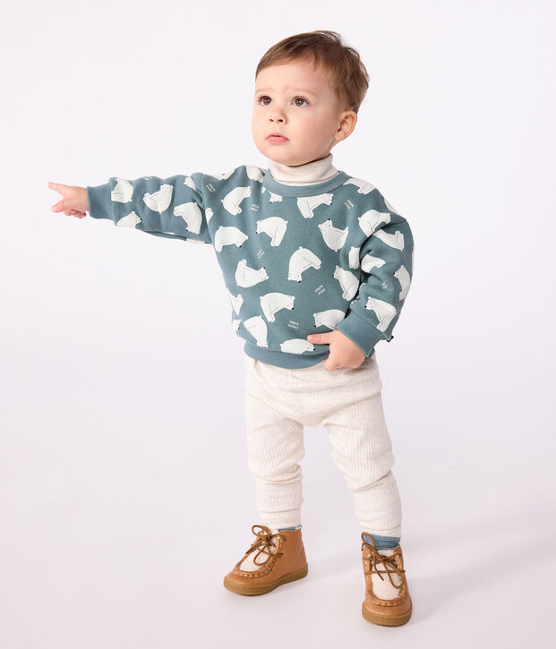 Katoenen sweatshirt met beertjesprint voor baby's grijs/multicouleur