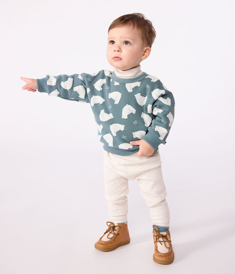 Katoenen sweatshirt met beertjesprint voor baby's blauw/multicouleur
