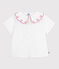 Blouse enfant en popeline de coton manches courtes unie blanc ECUME