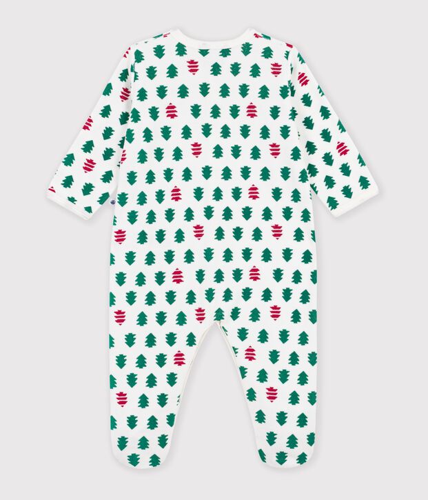 Pyjama b&eacute;b&eacute; en velours imprim&eacute; sapins blanc/multicouleur