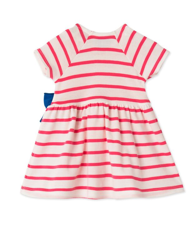 Robe b&eacute;b&eacute; fille ray&eacute;e wit/roze