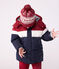 Gebreide kindermuts met fleecevoering - Petit Bateau rood AMARANTE/ MARSHMALLOW