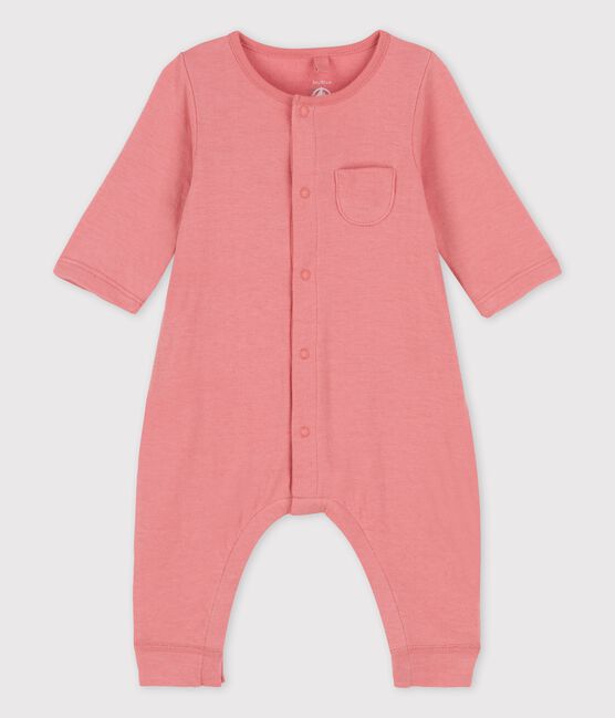 Combinaison longue unie en tubique bio bébé rose PAPAYE
