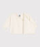 Babyvestje met overslag in ajourtricot van wol en katoen wit MARSHMALLOW
