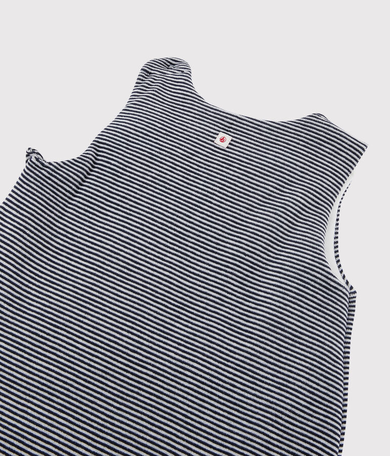 Gigoteuse ray&eacute;e b&eacute;b&eacute; en velours de coton biologique bleu/blanc