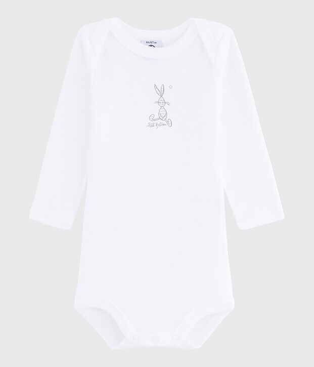 Body manches longues b&eacute;b&eacute; fille-gar&ccedil;on blanc